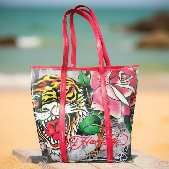 Ed Hardy Rose Tiger Tote with Coin Purse - Picture 1 of 5